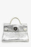 Christian Dior Silver Crinkle Leather 'Diorever' Medium Top Handle with Strap