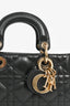 Christian Dior 2021 Black Cannage Leather Mini 'Lady D-Joy' Top Handle with Strap