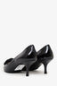 Prada Black Patent Leather Open Toe Bow Pumps Size 37