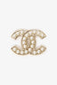 Pre-Loved Chanel™ Light Gold Tone CC Pearl Brooch