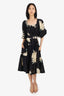 Horses Atelier Black/Multicolour  Floral Print Belted Dress Size 2