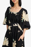 Horses Atelier Black/Multicolour  Floral Print Belted Dress Size 2