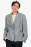 Akris Punto Grey Wool Cinched Waist Single Breasted Blazer Size 16