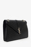 Saint Laurent Black Chevron Leather Large Envelope Bag