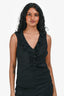 Etro Black Silk Ruffle Detailed Sleeveless Top Size 42