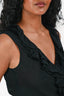 Etro Black Silk Ruffle Detailed Sleeveless Top Size 42