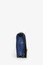 Moschino Navy Blue Leather Logo Flap Bag with Chain