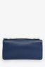 Moschino Navy Blue Leather Logo Flap Bag with Chain