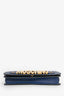 Moschino Navy Blue Leather Logo Flap Bag with Chain