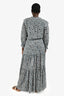 Veronica Beard Navy Silk Floral Printed Maxi Dress Size 14