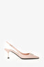 Prada Pink Leather Logo Pointed Toe Slingback Heels Size 38.5