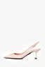 Prada Pink Leather Logo Pointed Toe Slingback Heels Size 38.5