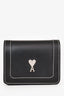 Ami Black Leather Logo Card Hold Crossbody with Strap