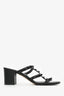 Valentino Black Leather Rockstud Cage Block Sandals Size 36.5