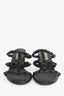 Valentino Black Leather Rockstud Cage Block Sandals Size 36.5