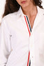 Thom Browne White Cotton Button Down Striped Detail Shirt Size 2