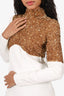 Tom Ford White/Gold Sequins Long Sleeve Top Size 38