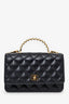 Pre-Loved Chanel™ 2024 Black Quilted Leather Chain Wallet w/ Handle Crossbody