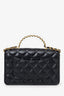 Pre-Loved Chanel™ 2024 Black Quilted Leather Chain Wallet w/ Handle Crossbody