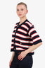 Valentino Navy/White/Red Striped Roman Stud Knit Cardigan Size XXS
