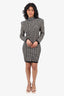 Balmain White/Black All-Over Logo Print Bodycon Dress Size 36