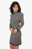 Balmain White/Black All-Over Logo Print Bodycon Dress Size 36