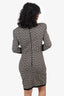 Balmain White/Black All-Over Logo Print Bodycon Dress Size 36
