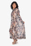 Zimmermann Pink/Navy Floral Silk Sheer Ruffle Maxi Dress Size 0