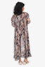 Zimmermann Pink/Navy Floral Silk Sheer Ruffle Maxi Dress Size 0