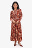 Ulla Johnson Pink/Red Velvet Stud Embellished Maxi Dress Size 6