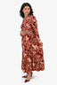 Ulla Johnson Pink/Red Velvet Stud Embellished Maxi Dress Size 6