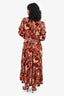 Ulla Johnson Pink/Red Velvet Stud Embellished Maxi Dress Size 6