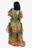 Ulla Johnson Green/Pink Silk/Cotton Tiered Ruffle Maxi Dress Size 2