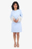 Safiyaa Pale Blue Ostrich Feather-Trimmed Rena Short Dress Size 8