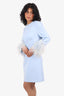 Safiyaa Pale Blue Ostrich Feather-Trimmed Rena Short Dress Size 8