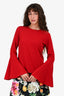 Frame Red Bell Sleeve Long Sleeves Top Size XS