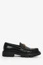 Celine Black Brushed Leather Triomphe 'Margaret' Loafers Size 39