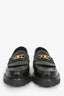 Celine Black Brushed Leather Triomphe 'Margaret' Loafers Size 39