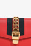 Gucci Red Leather Small Sylvie Bag on Chain