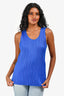 Pleats Please Issey Miyake Blue Pleated Sleeveless Tank Top Size F