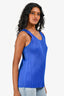 Pleats Please Issey Miyake Blue Pleated Sleeveless Tank Top Size F