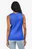 Pleats Please Issey Miyake Blue Pleated Sleeveless Tank Top Size F
