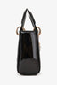 Christian Dior 2021 Black Patent Leather Mini Lady Dior Bag with Strap