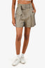 Sandro Grey/Khaki Pinstriped Belted Shorts Size 34