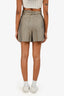 Sandro Grey/Khaki Pinstriped Belted Shorts Size 34