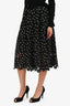 Self-Portrait Black Floral Lace Midi Skirts Size 0 US