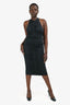 A.L.C. 2023 Black Ruched Midi Dress Size L