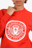 Balmain Red Logo Print Sweatshirt Size 38