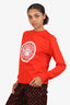 Balmain Red Logo Print Sweatshirt Size 38