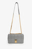 Burberry Grey Leather Quilted TB Logo Lola Flap Crossbody
